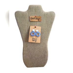 French Pottery Style Delicate Dangling Earrings